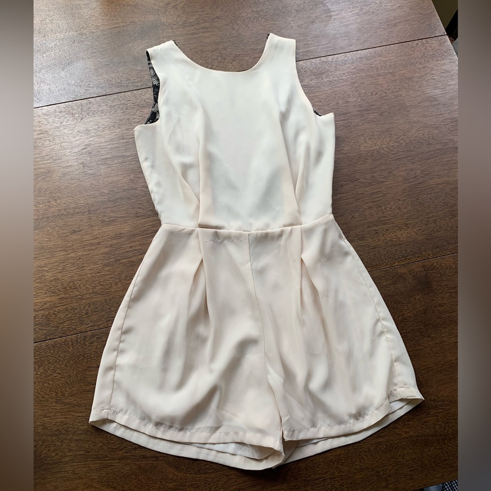 Lookbook Cream with Black lace back romper